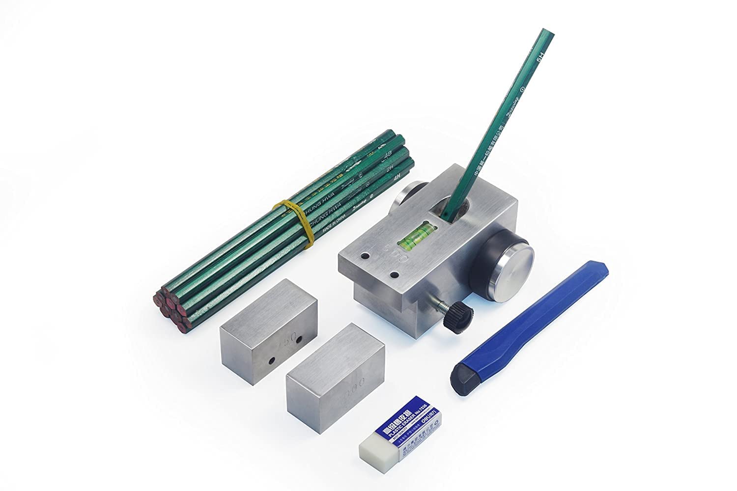 HT-6510P Portable 3-in-1 Pencil Hardness Tester Kit (1000g/750g/500g Load Weights) for Paint, Coating & Film Scratch Resistance Testing - Ideal for Automotive, Industrial & DIY Surface Quality Control