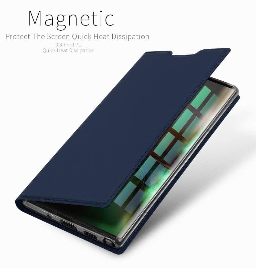 Samsung Galaxy Note 10 Plus 5G Case - Premium Magnetic Flip Leather Cover with Card Holder | Slim Protective Phone Case for Business & Travel Use