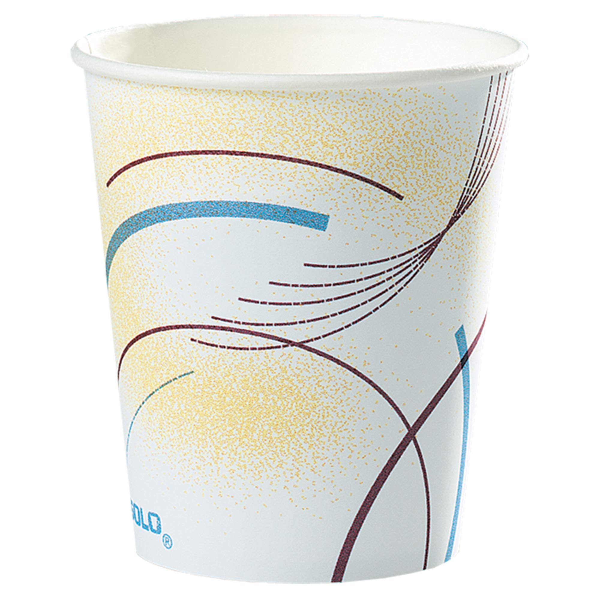 Eco-Friendly Disposable Paper Water Cups - 12oz Meridian Design in Vibrant Colors for Parties, Picnics & Office Use