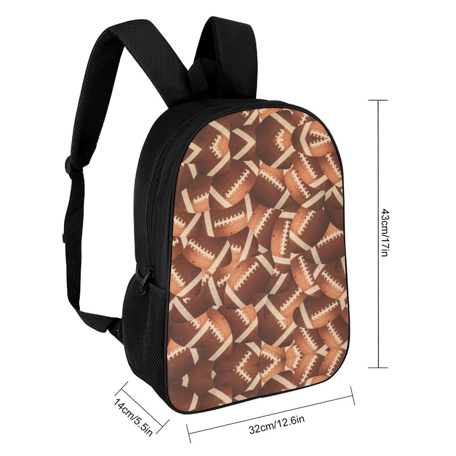 IOEDTHBJ 17 Inch American Football Pattern Backpack - 3D Printed Laptop Bag for School & Travel, Durable Computer Backpack for Men & Women - Perfect for College, Work & Sports Events