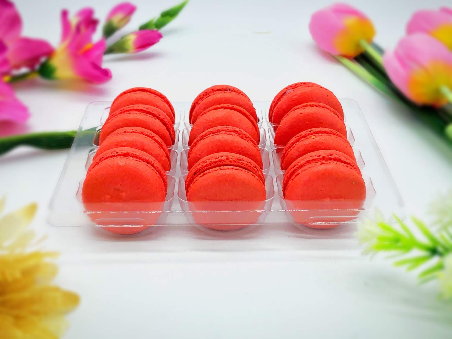 12 Pack Gluten Free Strawberry Cherry Macarons - Delicious French Cookies for Parties, Gifts & Dessert Platters