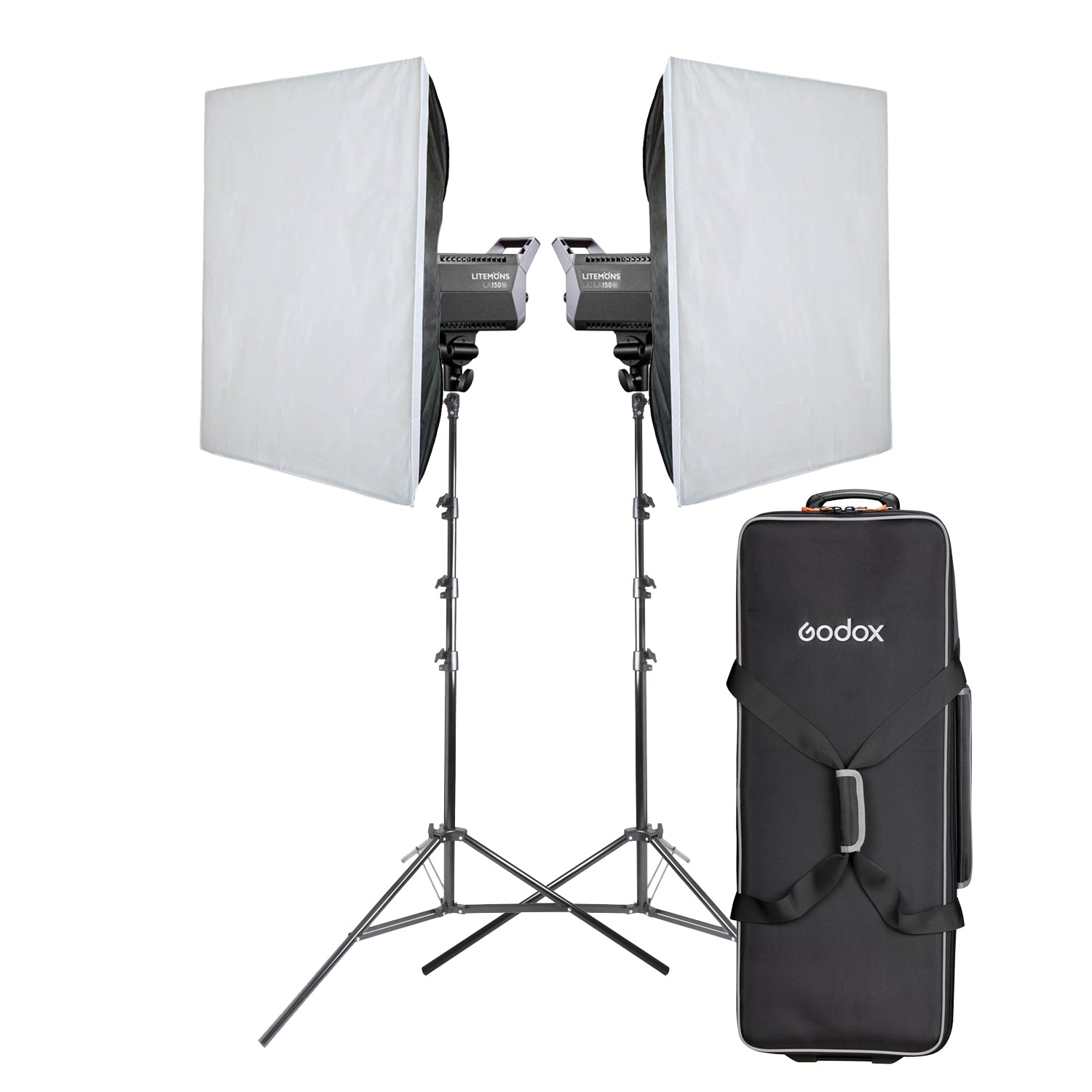 Godox LA150BI Twin Softbox Lighting Kit with Stands - Professional Studio Softbox for Photography & Video - Perfect for Portrait, Product, and YouTube Content Creation