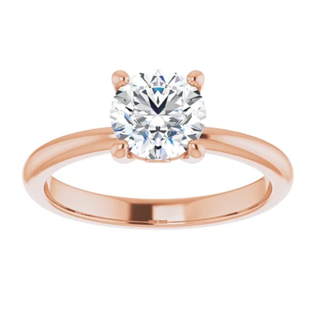 10K Solid Rose Gold Handmade Engagement Ring - 1.0 CT Round Cut Moissanite Diamond Solitaire Wedding Band for Women - Perfect for Proposals, Anniversaries & Bridal Jewelry Gifts
