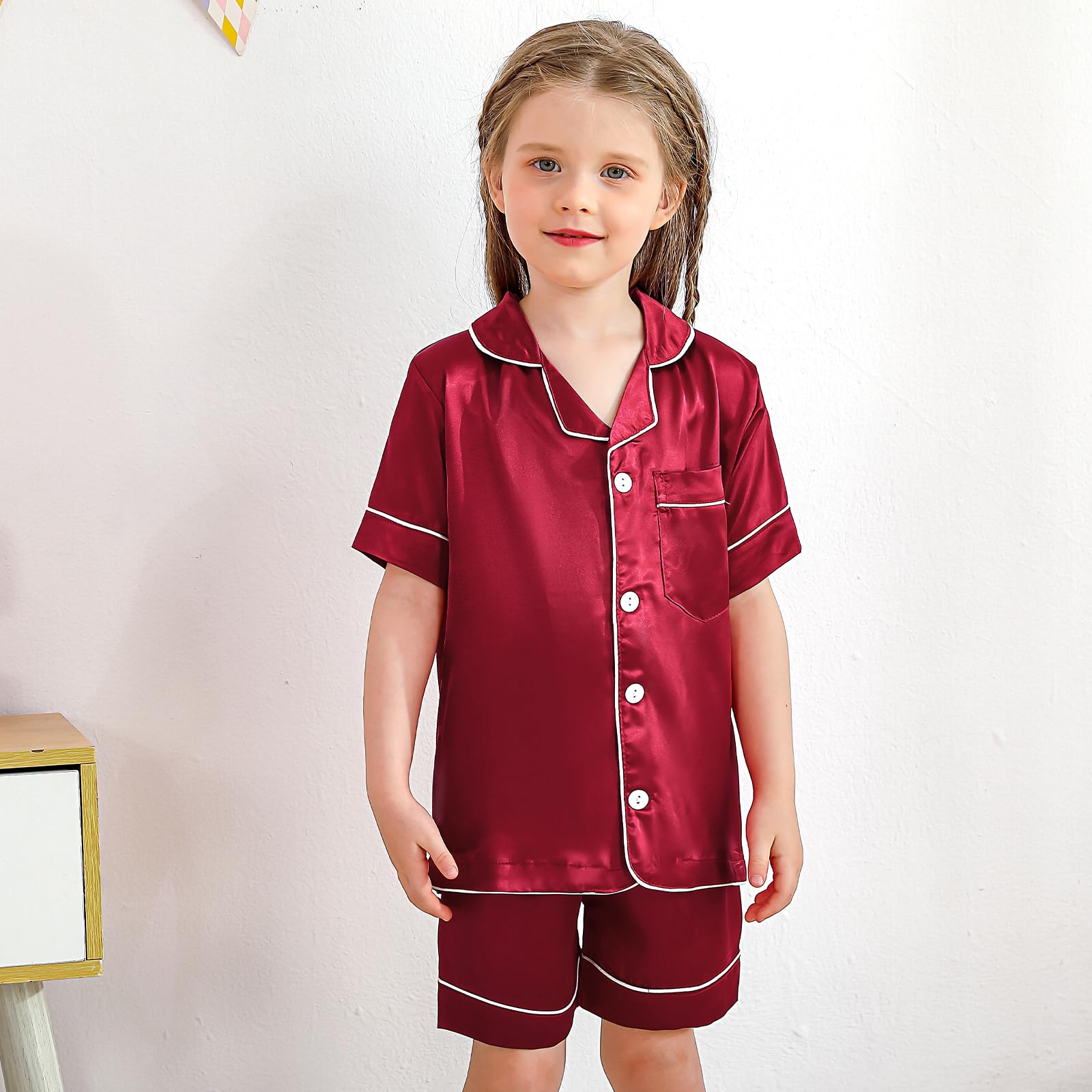 Kids Silk Pajama Set - Button-Up Sleepwear for Boys & Girls | Perfect Nightwear & Gift