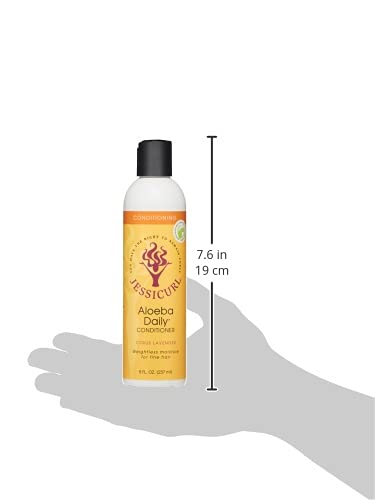 Jessicurl Aloeba Daily Conditioner for Curly Hair - Citrus Lavender Scent, 8 Fl Oz | Leave-In Conditioner & Detangler for Fine, Wavy & Coily Hair | Hydrating & Frizz Control for Daily Hair Care Routine