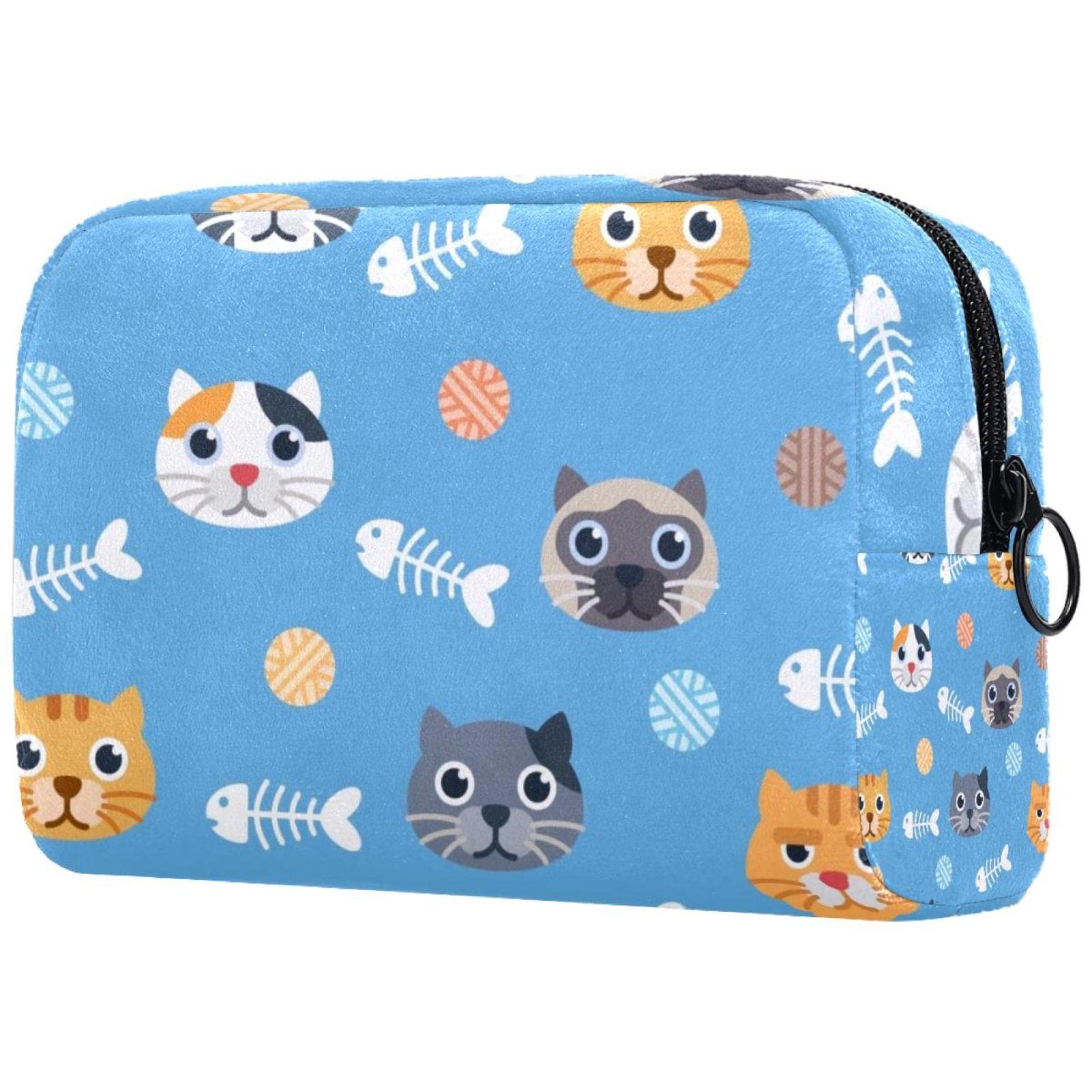 Cute Cat8 Cosmetic Bag Makeup Pouch for Women & Girls - Waterproof Zippered Travel Organizer for Makeup, Toiletries, Accessories - Perfect for Purse, Gym, Travel & Daily Use