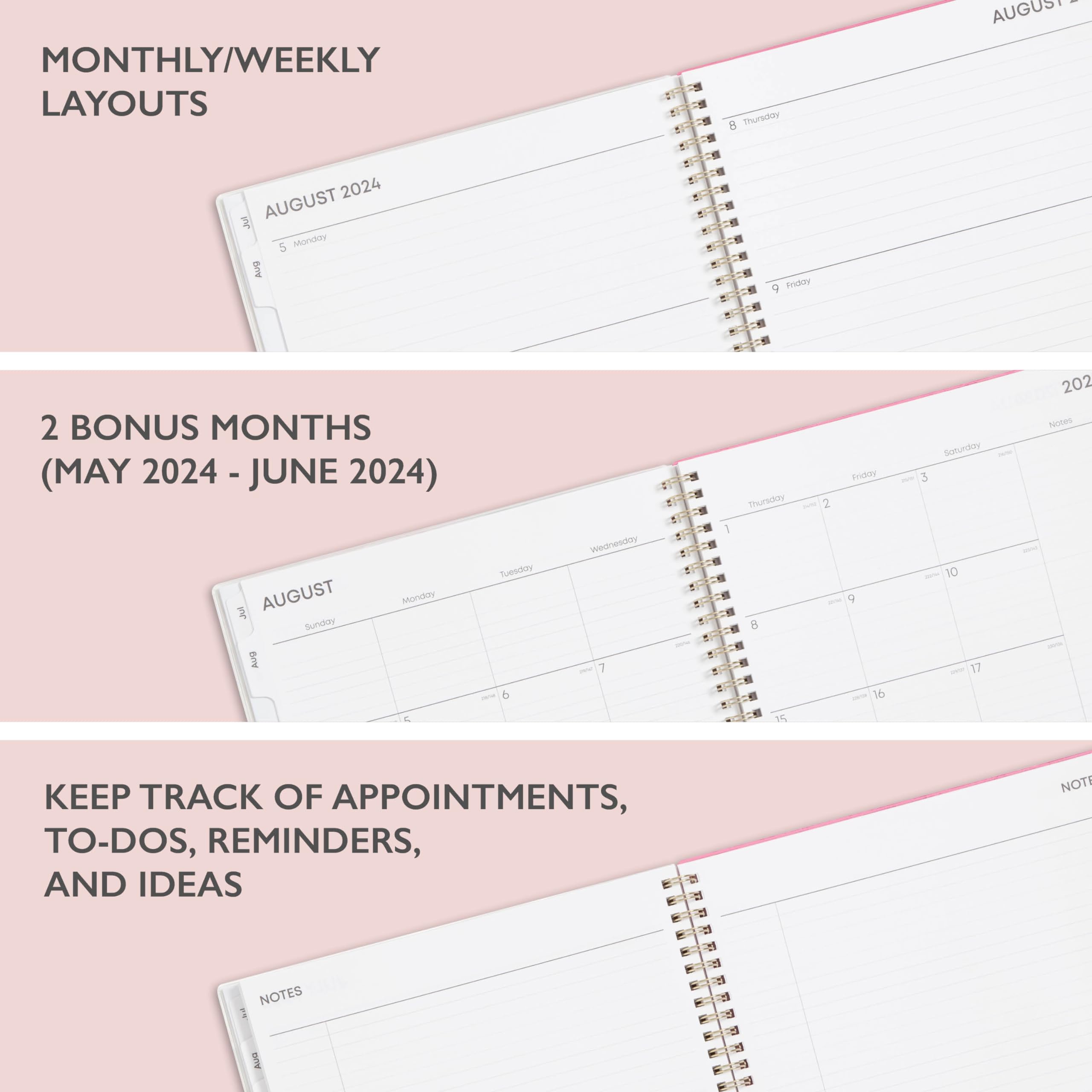 Blue Sky 2024-2025 Academic Planner - Weekly & Monthly Calendar from July 2024 to June 2025, 8.5