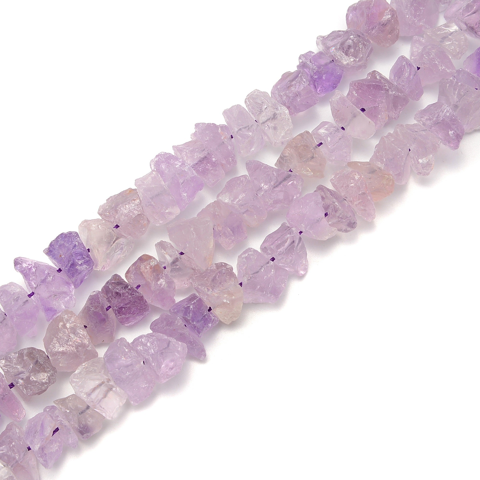 Natural Light Amethyst Rough Nugget Beads 10x15mm | Drilled Center Gemstone Beads for Jewelry Making | DIY Bracelet, Necklace & Craft Projects