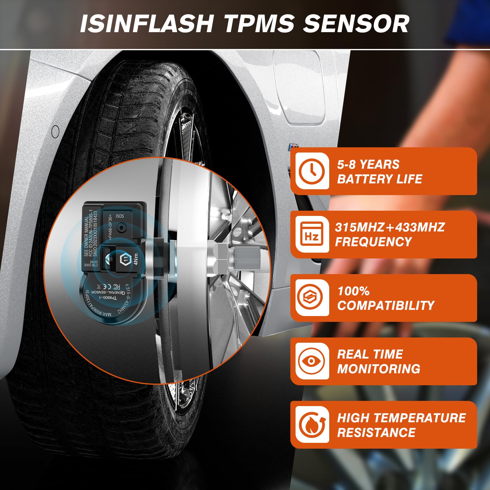 XTP-SP820 TPMS Programming Tool - 315MHz & 433MHz Tire Pressure Monitor System Relearn Kit with 4 Programmable Metal Sensors | Original Sensor ID Cloning, Reset & Activation | Perfect for Auto Shops, Mechanics & DIY Car Maintenance