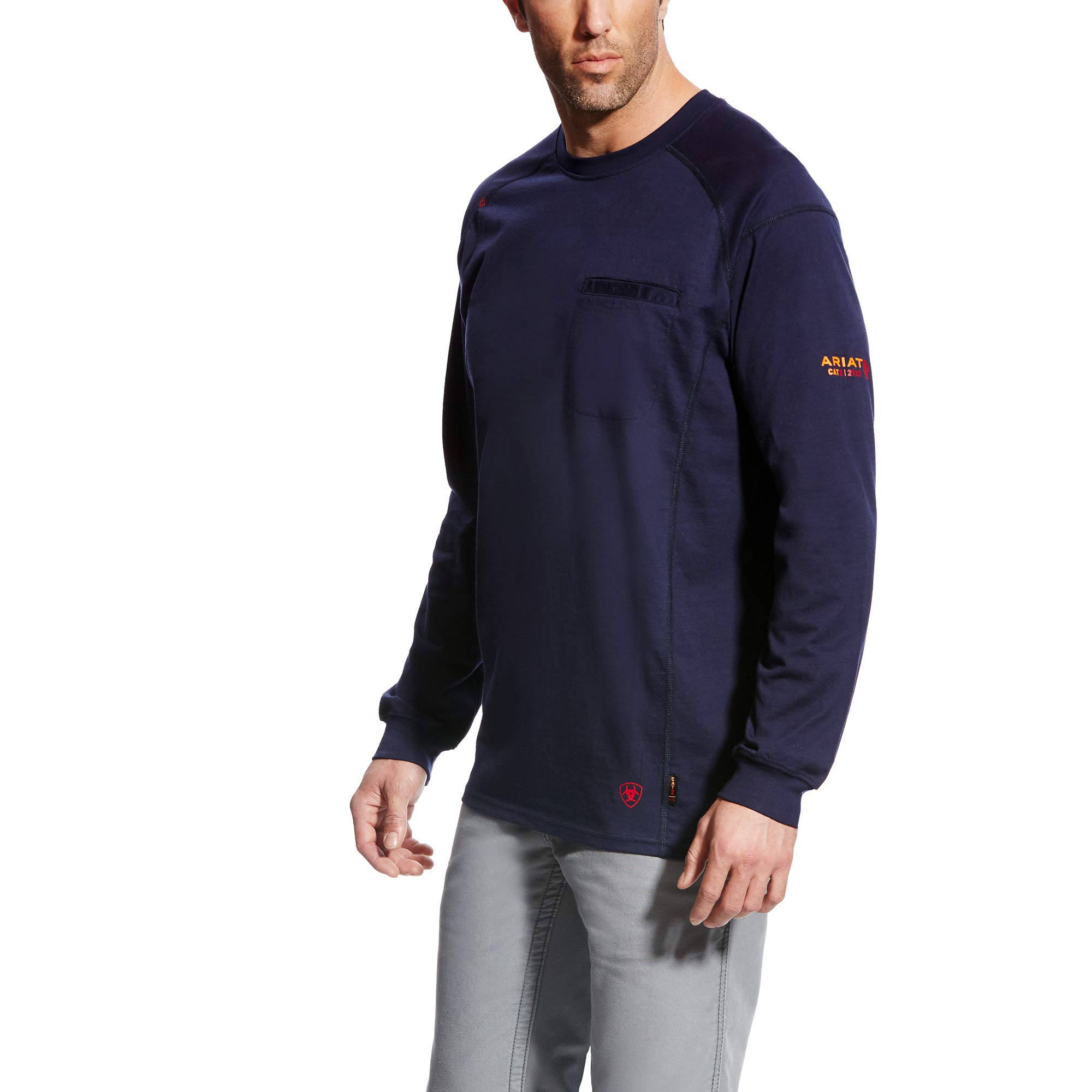 Ariat Men's FR Air Crew T-Shirt - Flame Resistant Work Shirt for Construction, Oilfield & Outdoor Jobs - Comfortable Cotton Blend Tee for Hot Weather Workwear