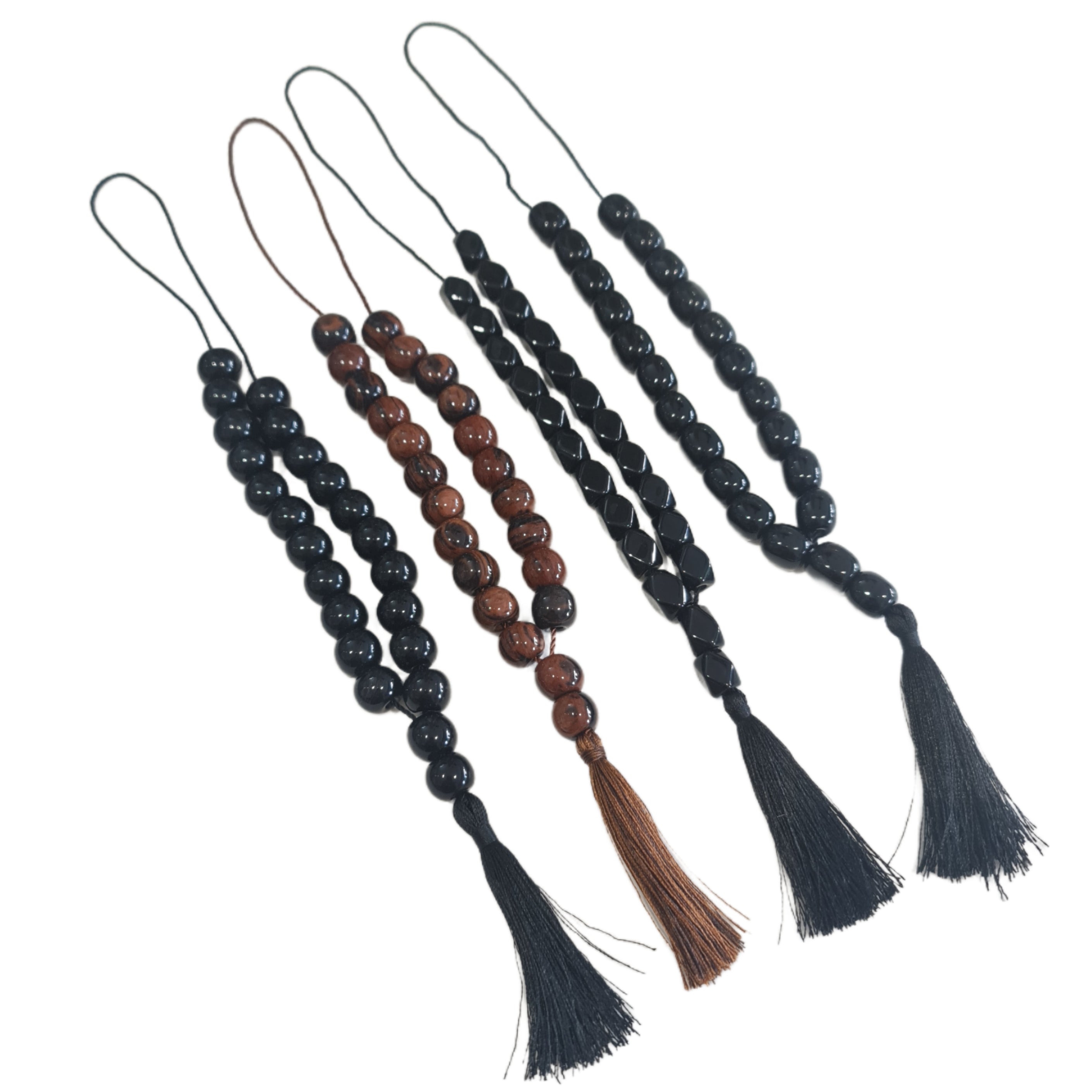 Handmade Obsidian Komboloi Beads - Natural Stone Greek Worry Beads for Stress Relief & Relaxation - Perfect for Meditation, Anxiety Relief, and Fidgeting
