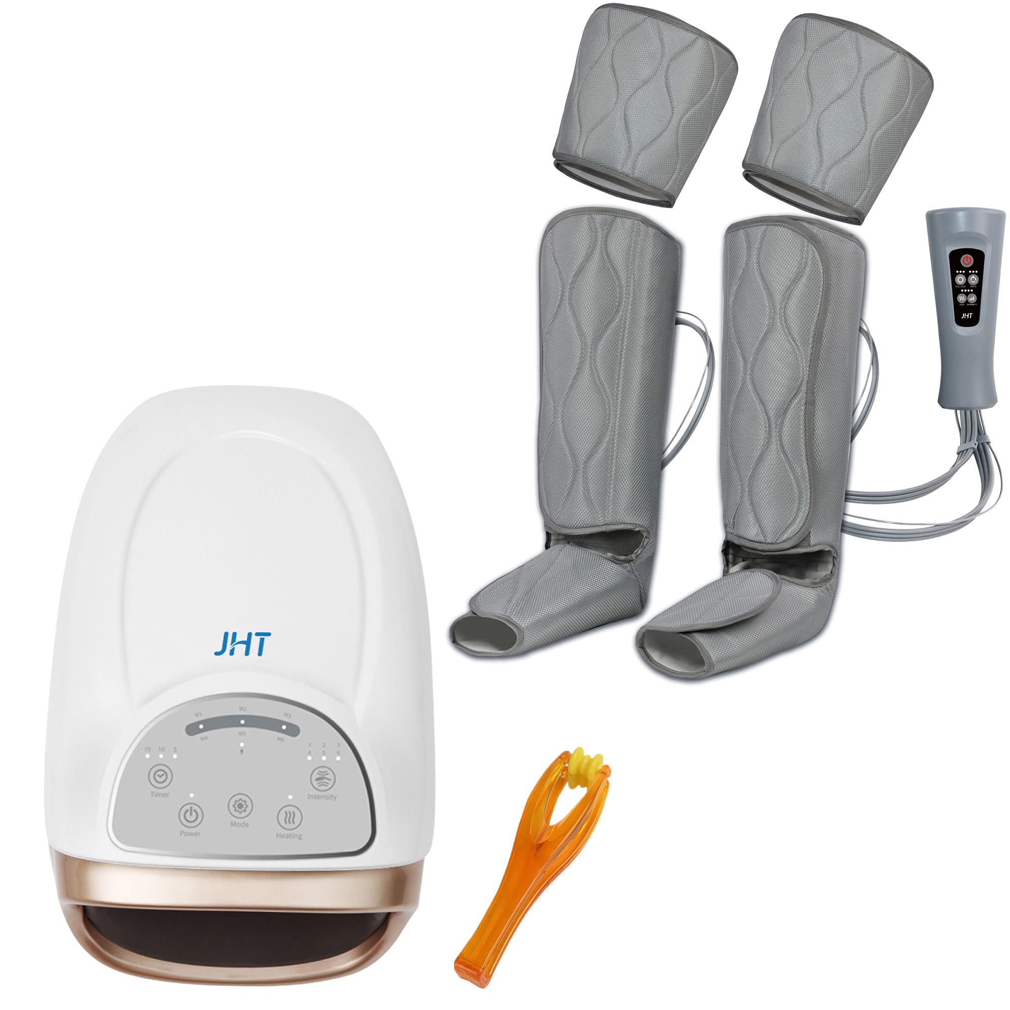 JHT Air Compression Leg Massager with Heat for Foot & Leg Pain Relief - Improves Circulation, Relaxes Muscles - Perfect Gift for Family & Friends - Ideal for Home, Office, and Post-Workout Recovery