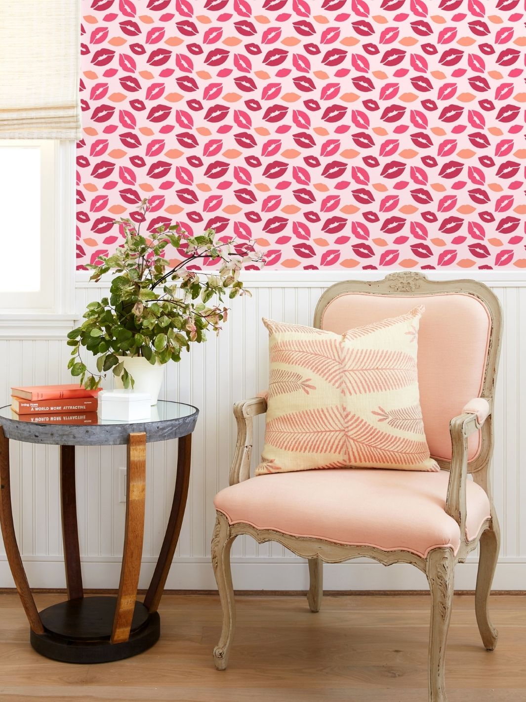 Nathan Turner Kiss My A Pink Wallpaper - Self-Adhesive Peel & Stick Wallpaper for Bedroom, Bathroom, and Home Decor