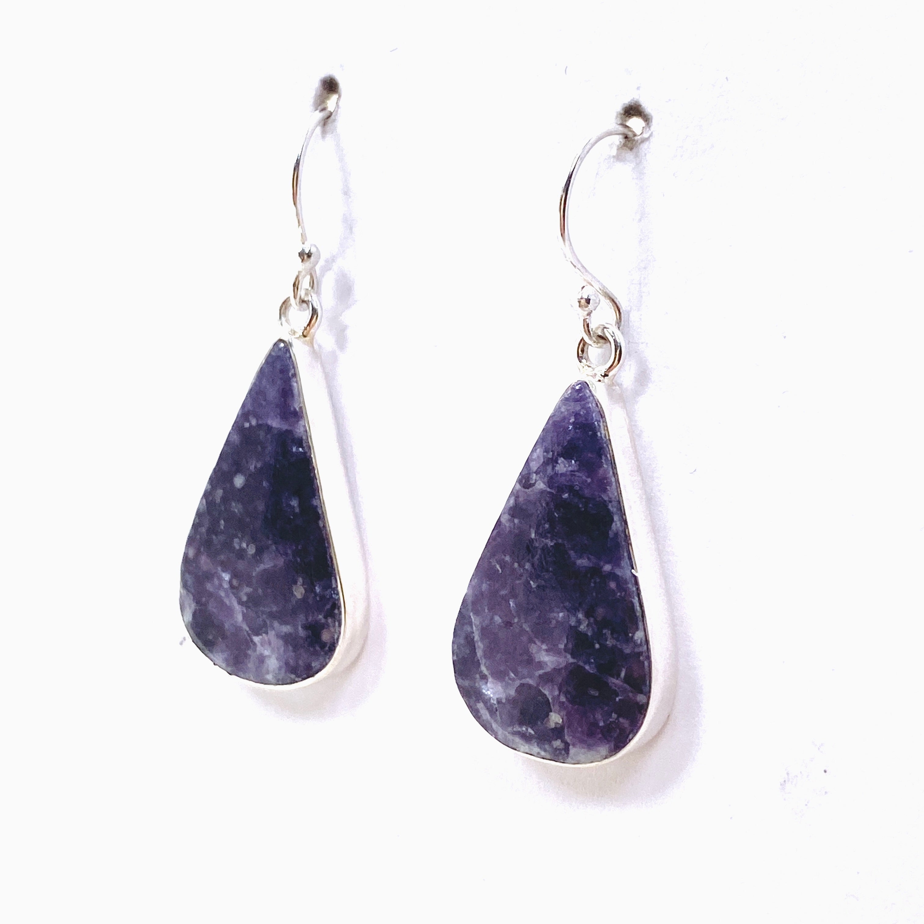Natural Lepidolite Teardrop Cabochon Earrings KEGJ1523 – Healing Crystal Jewelry for Stress Relief & Positive Energy – Perfect for Meditation, Yoga & Spiritual Healing