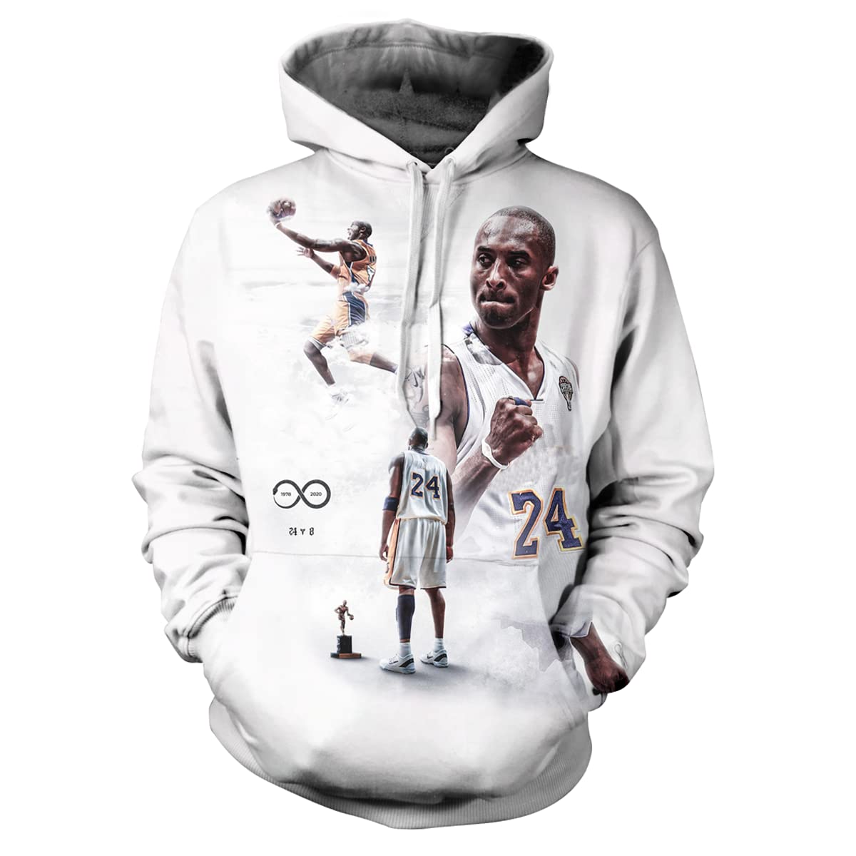 Gthprk RIP Basketball Superstar No.24 & No.8 Themed Men's Hooded Sweatshirt - Sports & Outdoor Pullover Hoodie for Casual Wear, Gym, Street Fashion