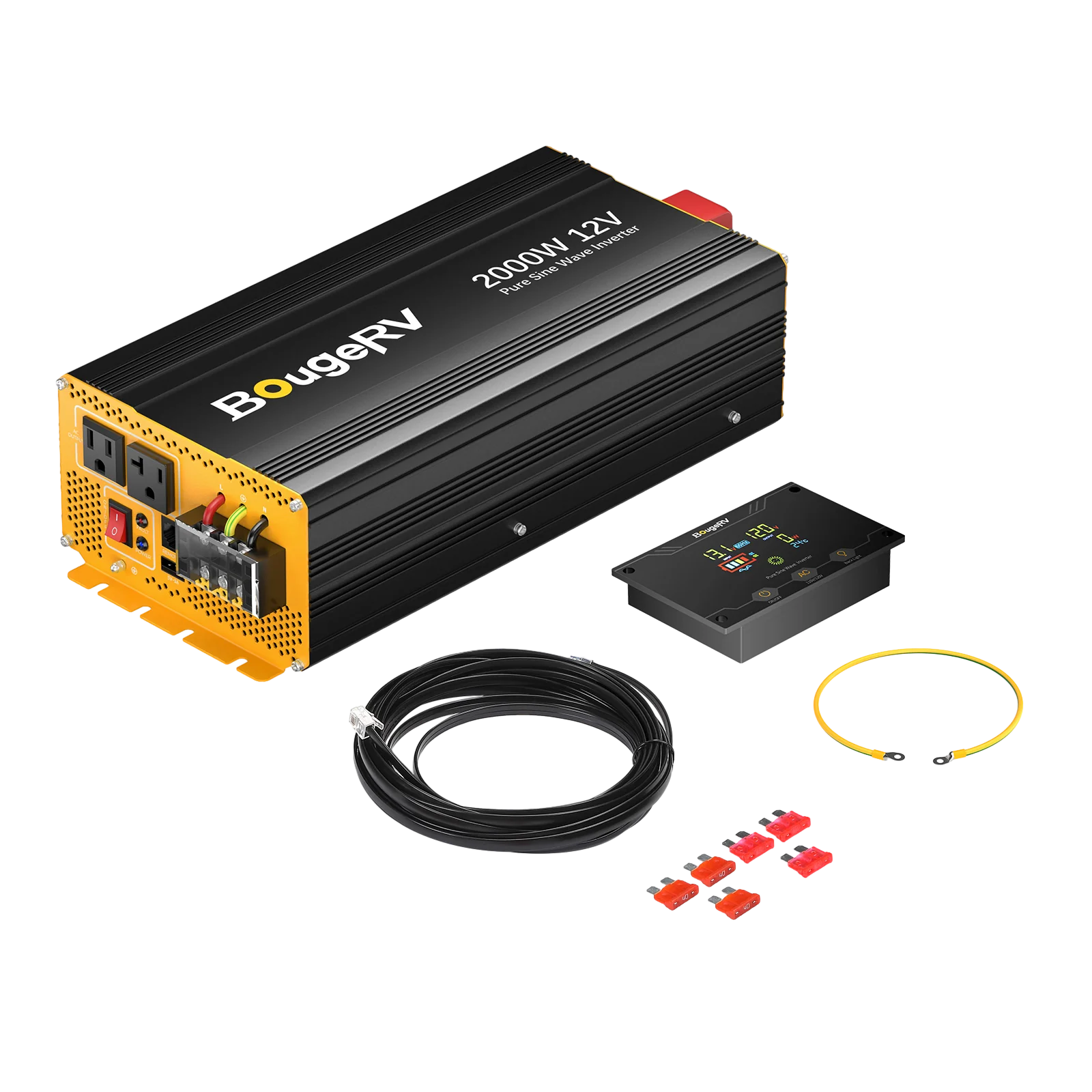 BougeRV 2000W 12V Pure Sine Wave Power Inverter with Bluetooth - Perfect for RVs, Camping, and Off-Grid Power Solutions