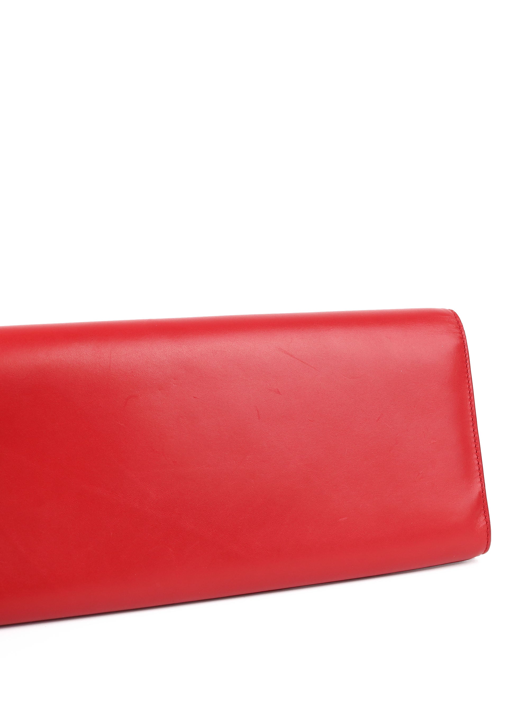Saint Laurent Red Leather Clutch Bag for Women - Elegant Evening Purse for Parties, Weddings & Special Occasions