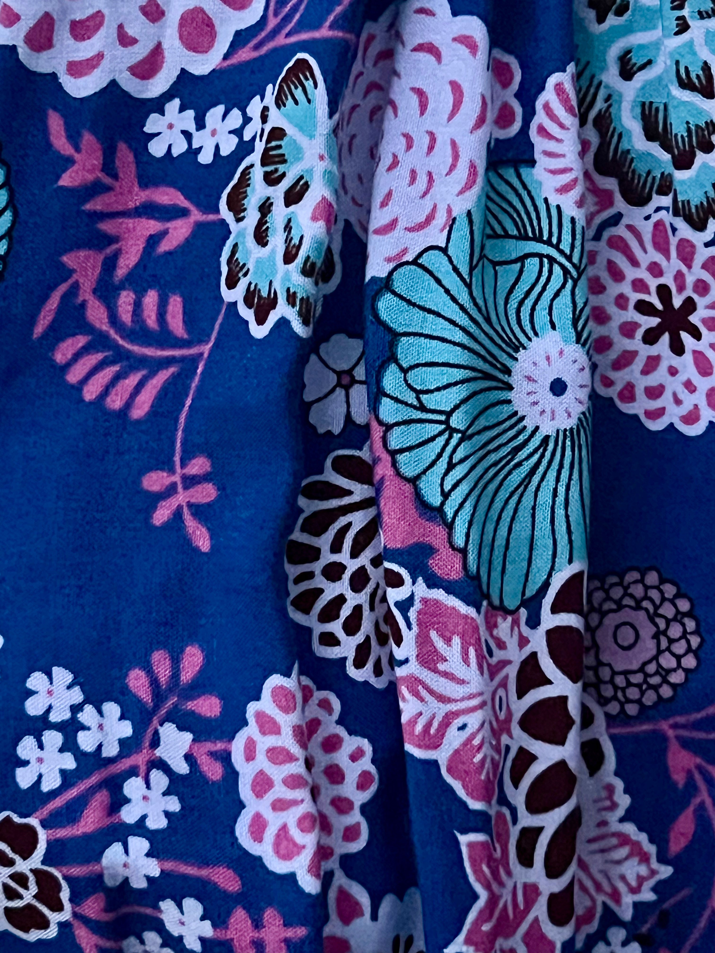 MilaMeli Baby Chloe Jumpsuit - Cobalt Blue Sakura Print Romper for Girls | Soft Cotton Infant Outfit for Playdates, Photo Shoots & Special Occasions
