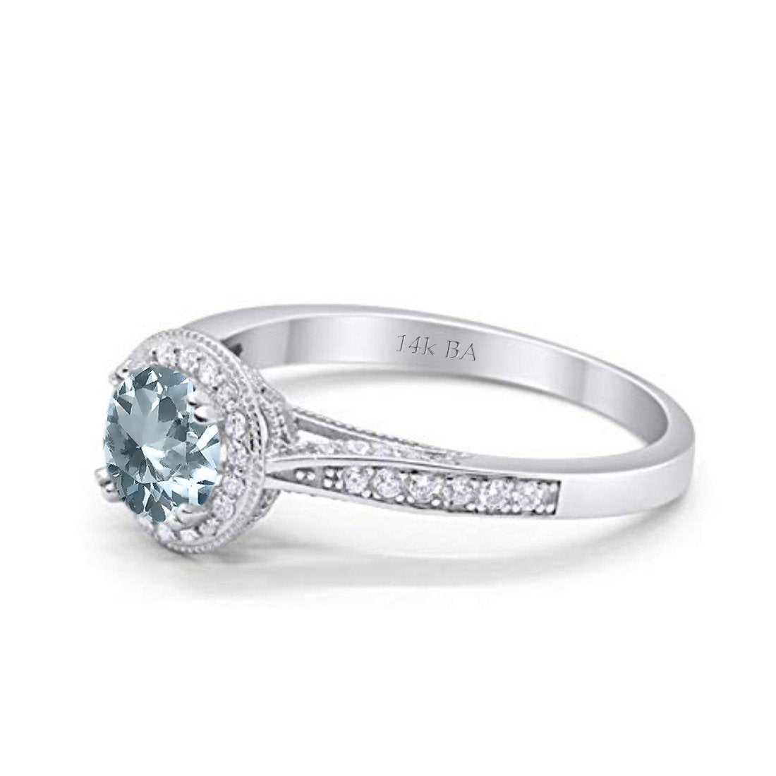 14K Gold 0.67ct Round Halo 6.5mm G SI Diamond Engagement Ring for Women - Perfect Wedding Band, Anniversary Gift & Proposal Jewelry (Ideal for Bridal, Valentine's Day & Special Occasions)
