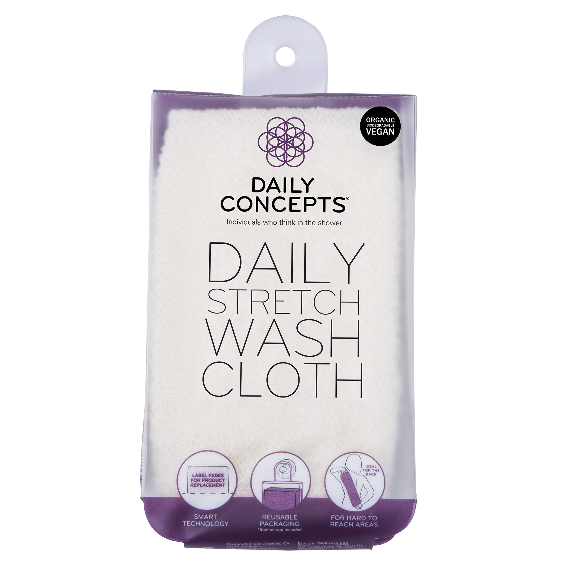 Daily Concepts Stretch Wash Cloth - Expandable Back Scrubber for Shower & Bath - Soft Exfoliating Body Scrub Towel for Deep Cleansing - Perfect for Spa, Travel & Sensitive Skin Care