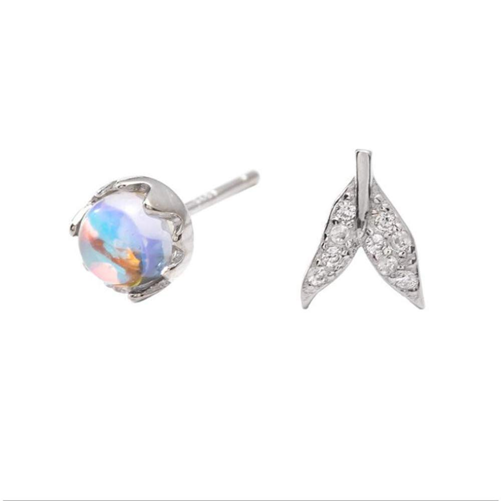 Czjewelry 925 Sterling Silver Small Cute Mermaid Tail Stud Earrings for Women & Teens - Hypoallergenic Tiny Crystal Jewelry - Perfect Gift for Birthday, Christmas & Everyday Wear