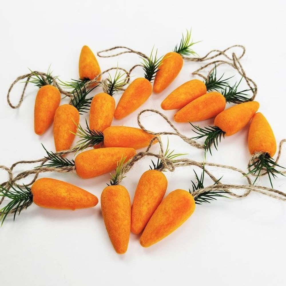 20PCS Easter Hanging Carrot Decorations - Artificial Foam Carrot Ornaments for Easter Party, Home DIY Crafts, Spring Festival Decor (Orange, 20 Pieces) - Perfect for Easter Egg Hunts, Bunny Decor, Spring Wreaths & Table Centerpieces