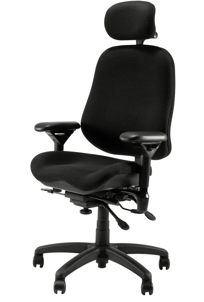 ErgoGenesis High Back Office Chair with Neck Support - Model J3507 in Black (7020 Staccato Grade 1) - Perfect for Home Office, Gaming & Workspaces