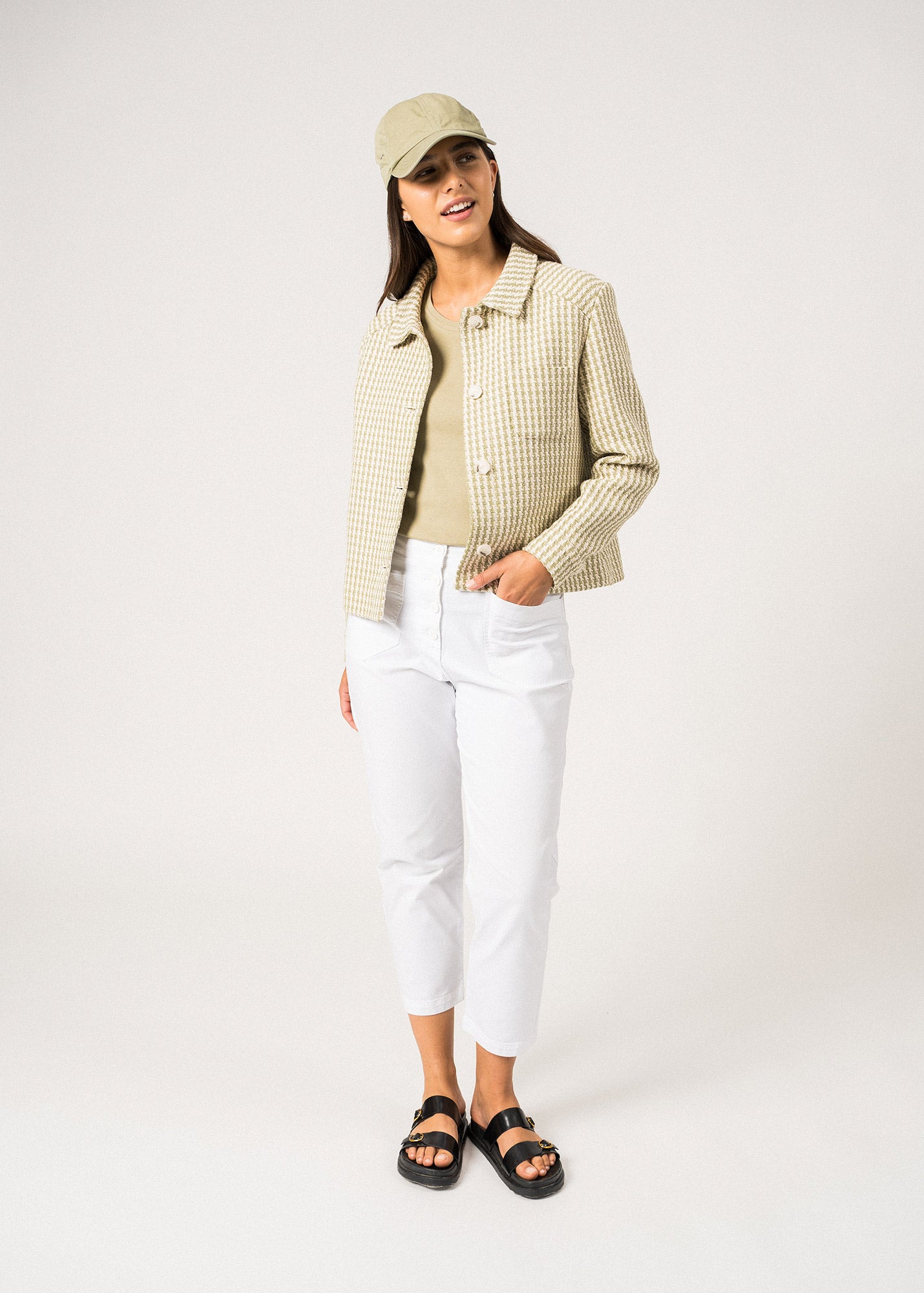 ST ENOLA Women's Tweed Jacket - Classic Ivory & Soft Almond Color Blazer for Office, Business, and Formal Occasions | Elegant Outerwear for Workwear and Professional Events