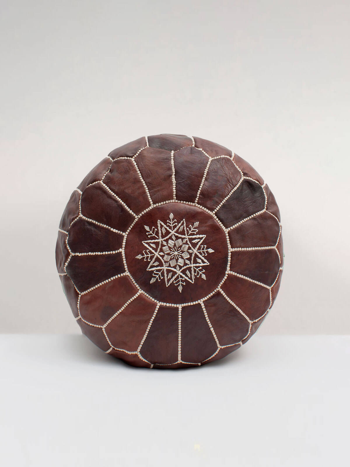 Handmade Moroccan Leather Pouffe Ottoman - Chocolate Mocha Oiled Leather Footstool for Living Room, Bedroom & Boho Decor | Perfect for Relaxing, Extra Seating & Home Decor