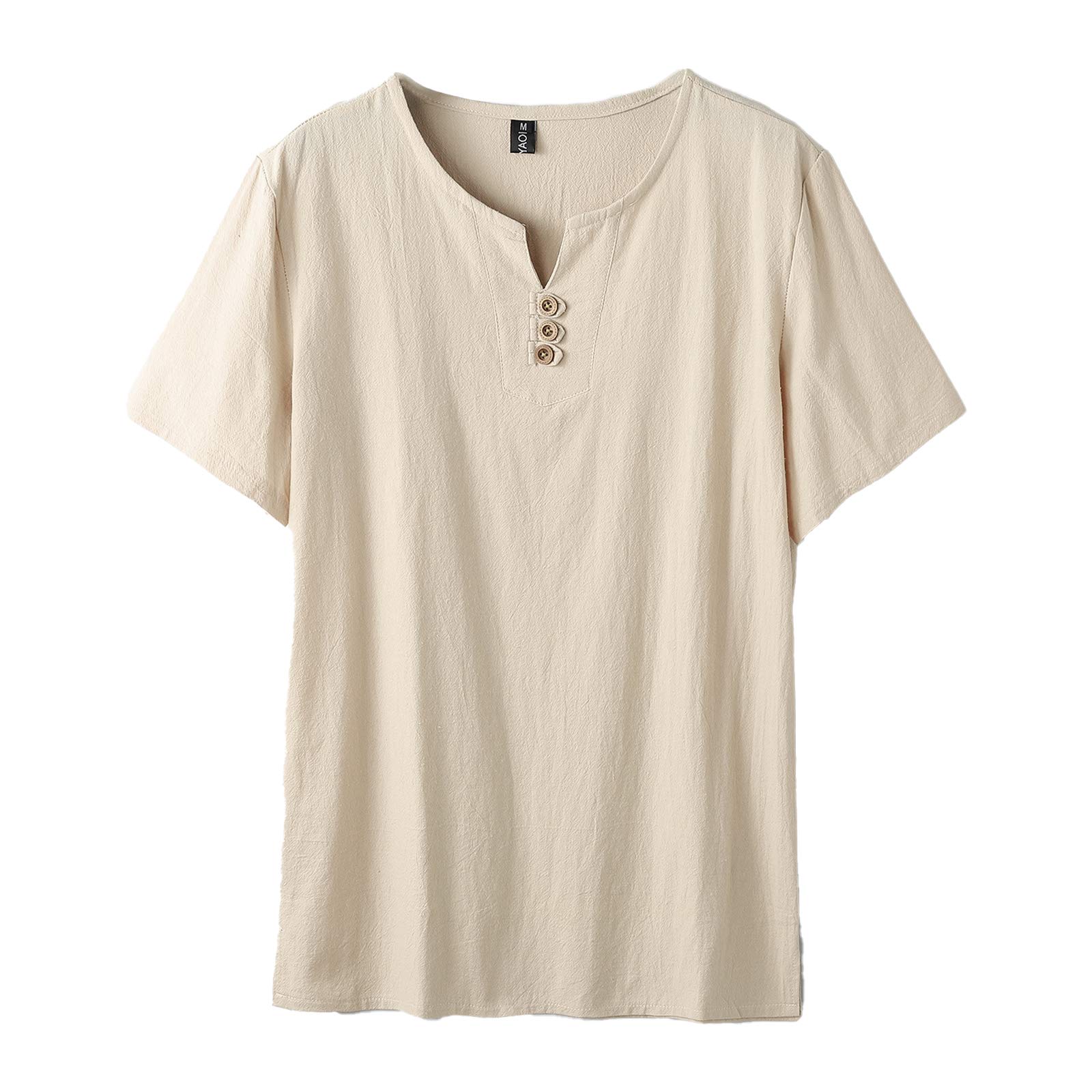 Pantete Men's Linen T-Shirts | Casual Short Sleeve Henley Shirts for Big & Tall | Breathable Summer Shirts for Outdoor Activities & Travel