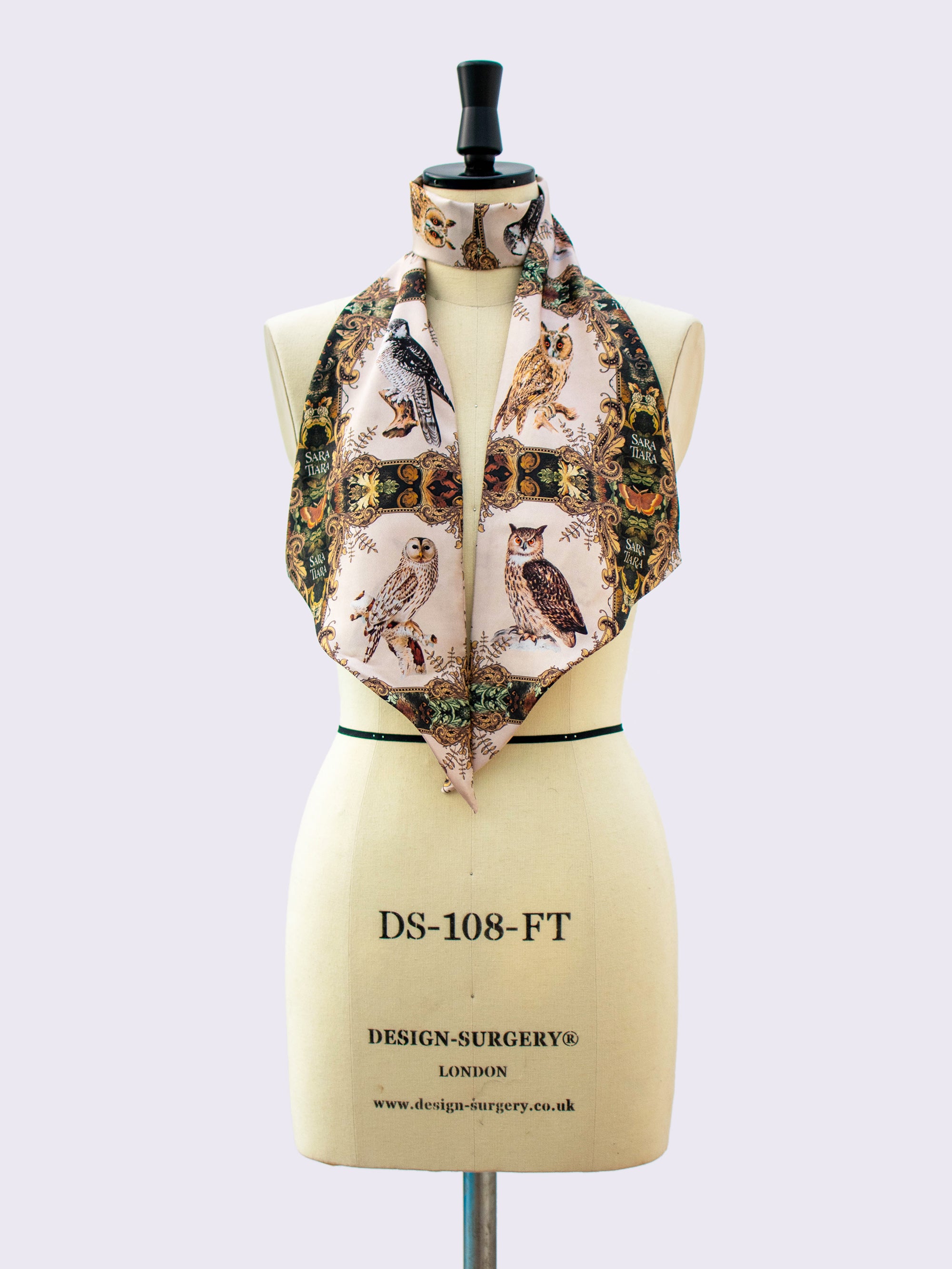 Stylish Owl Print Silk Skinny Scarf - Lightweight Fashion Accessory for Women - Perfect for Office, Party & Everyday Wear