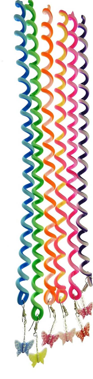 Mytoptrendz® 6-Pack Long Spiral Swirl Twister Braider Clips - Flexible Wire Hair Twist Styling Wraps with Colorful Butterfly Charms & Crystal Beads - Perfect for Girls Hair Accessories, Braiding, and Party Hairstyles