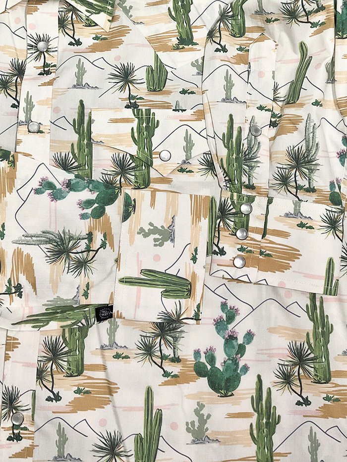 Vintage Western Shirt for Men | Rockmount 6873 Desert Cactus Print | Cowboy Style Button Up Shirt for Country Music Festivals & Rodeo Events
