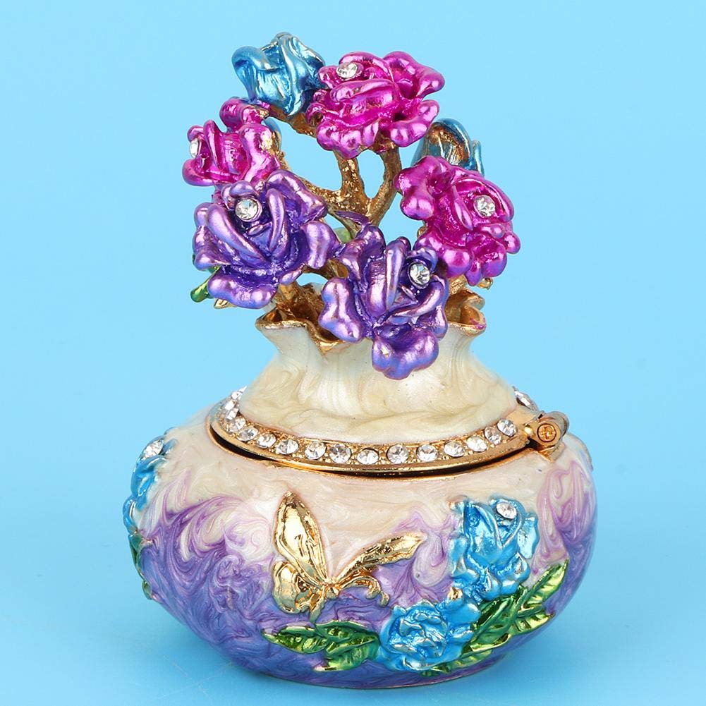 Handmade Metal Enamel Jewelry Box - Elegant Trinket Organizer for Home Decor & Gift Giving