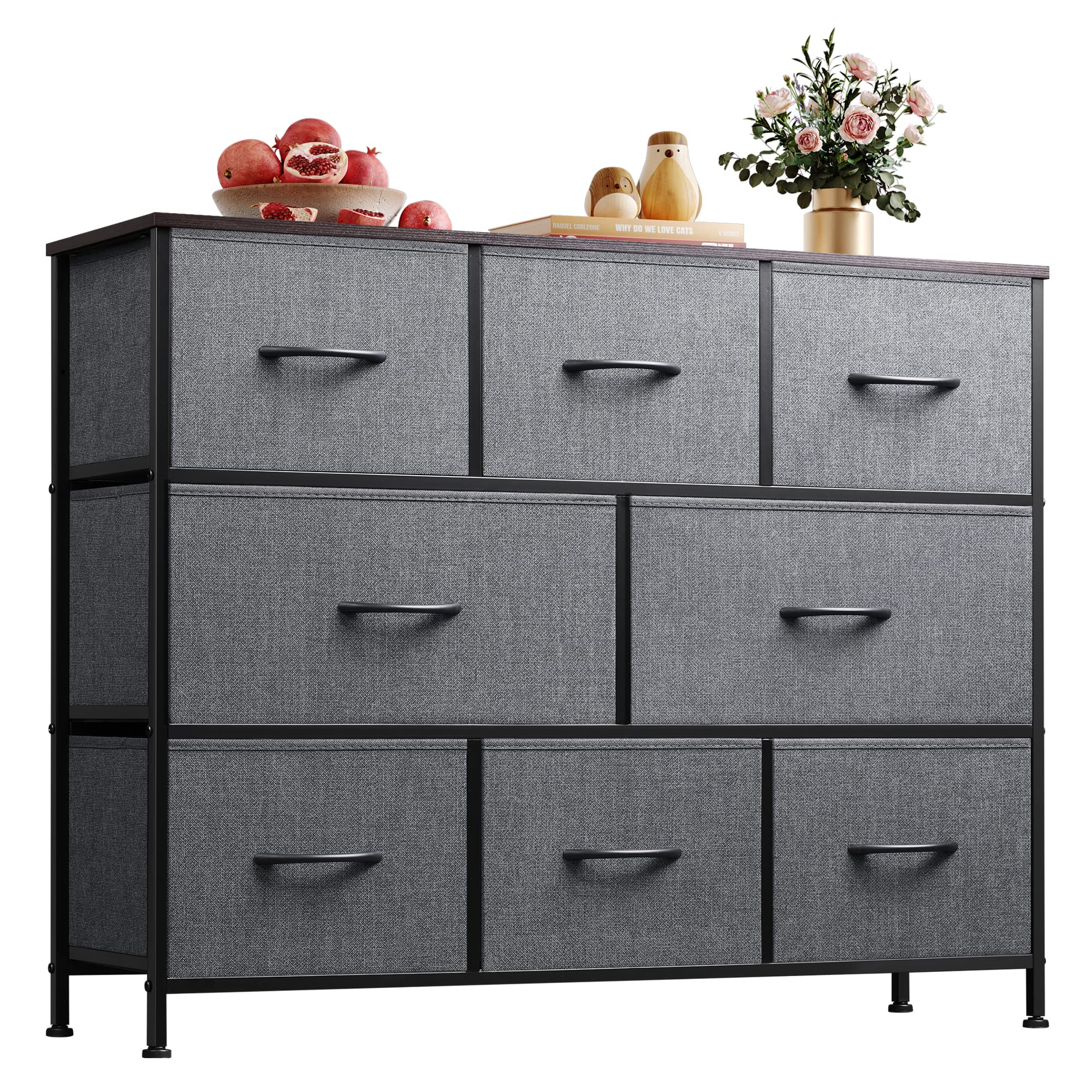 WLIVE 8-Drawer Fabric Dresser for Bedroom, Entryway & Living Room - Large Storage Chest of Drawers, Dark Grey - Perfect for Organizing Clothes, Toys & Home Essentials