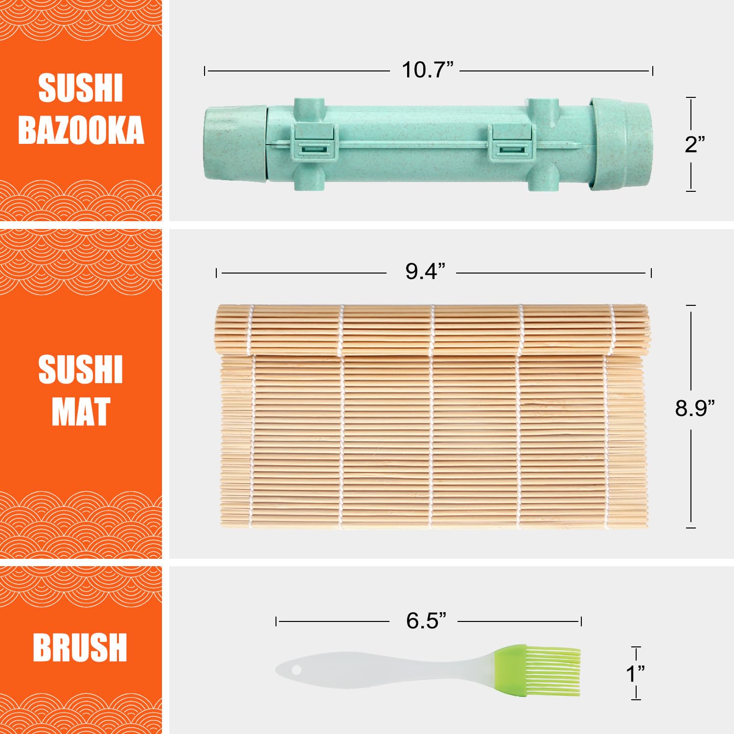 Premium Bamboo Sushi Making Kit - Complete Sushi Roller & Bazooka Maker Set with Bamboo Rolling Mat for Beginners (Green) | Perfect for Home Cooking, Party Snacks & Japanese Cuisine Lovers