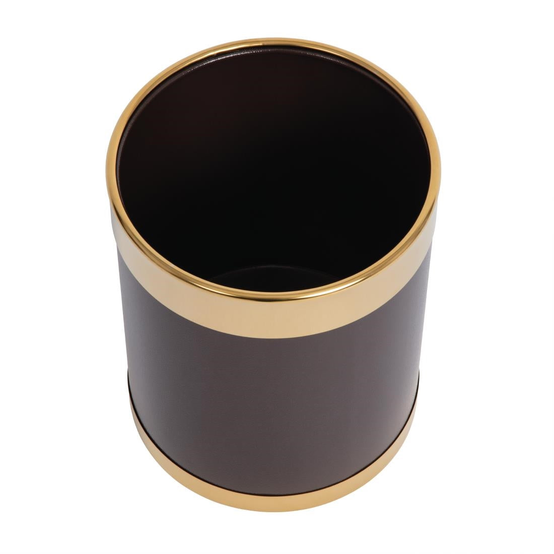 Elegant Bolero Waste Paper Bin with Gold Rim - Stylish Office & Home Trash Can for Desks, Living Rooms & Bedrooms