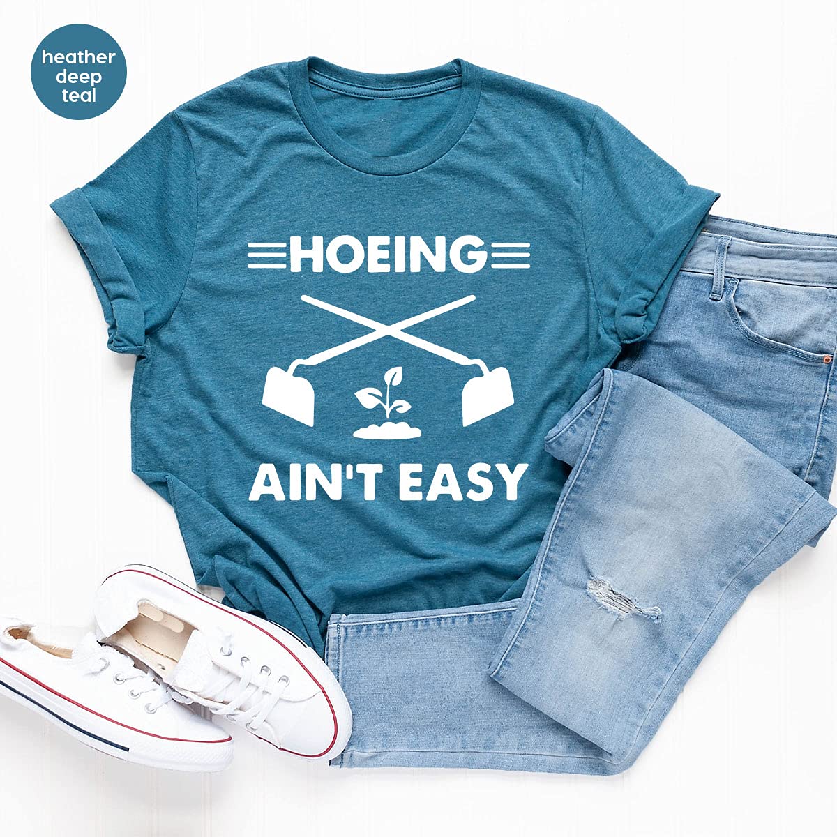 Grandma's Gardener T-Shirt - Plant Lover & Farmer Tee - Funny 'Hoeing Ain't Easy' Gardening Shirt - Perfect Gift for Gardeners & Botanists - Comfortable Cotton Apparel for Gardening, Farming & Outdoor Activities