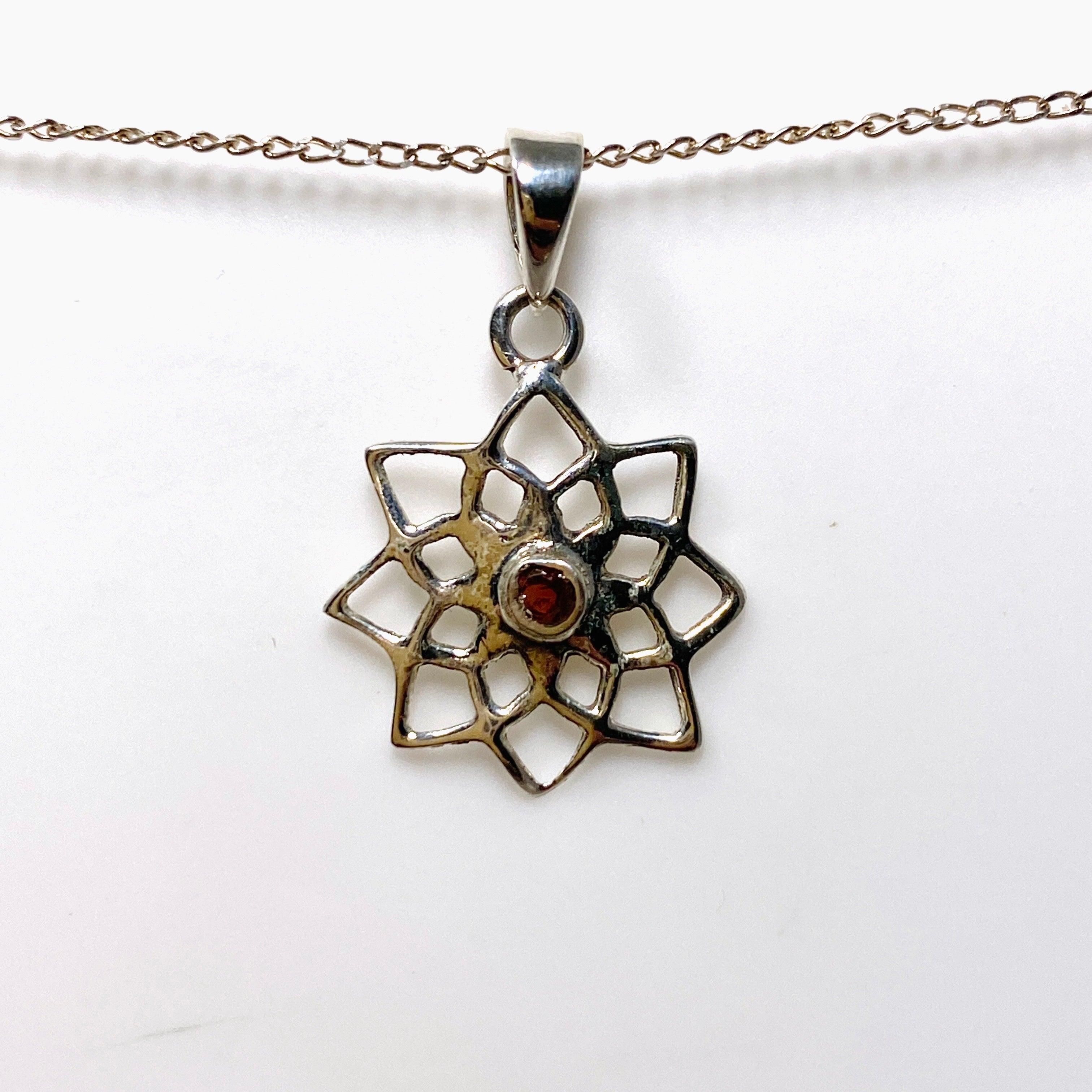 Round Gemstone Flower Pendant Necklace G2269 - Elegant Jewelry for Women, Perfect for Weddings, Parties & Special Occasions