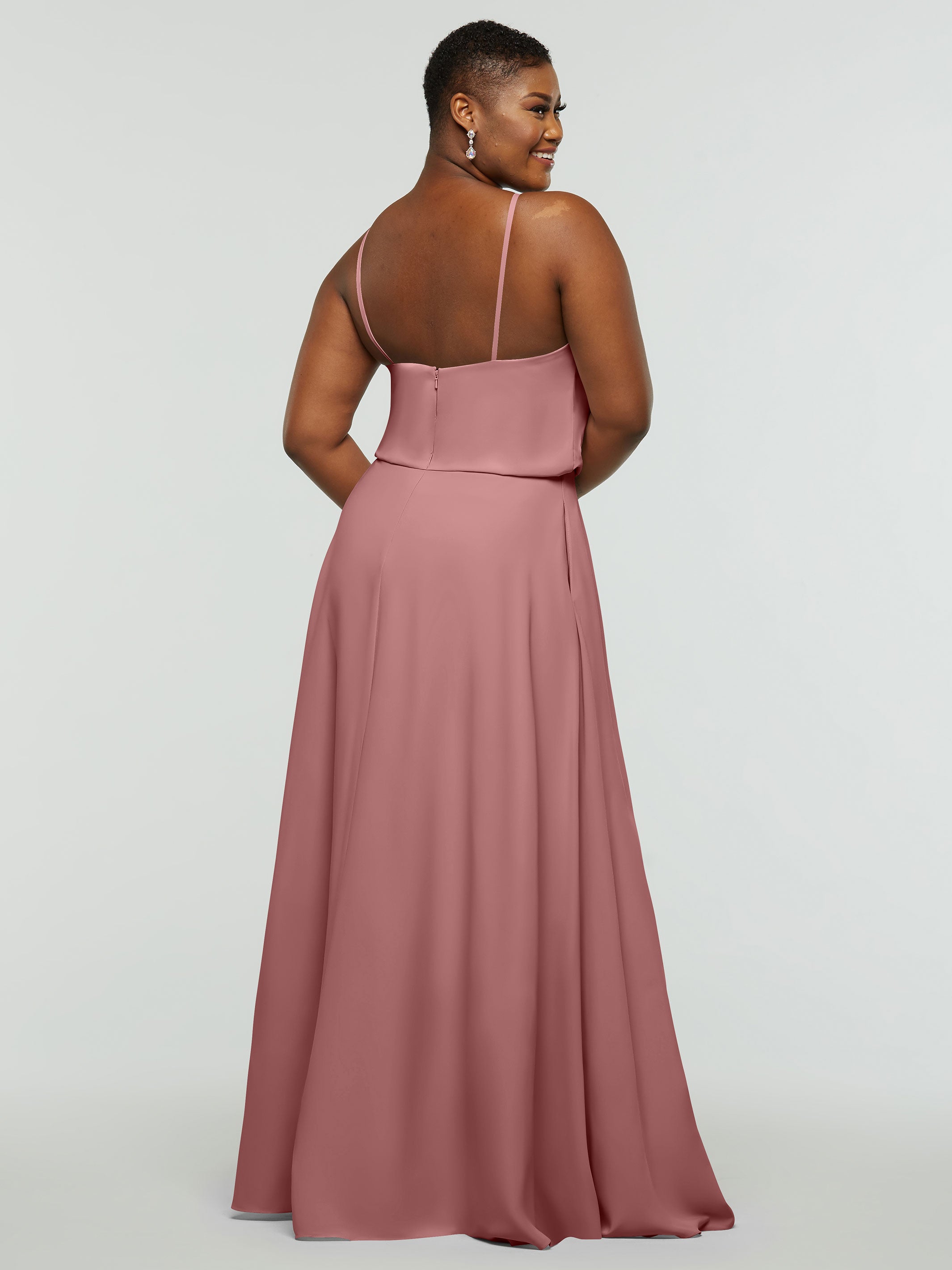 Elegant 83015 Stretch Chiffon A-Line Bridesmaid Dress with Halter Neckline - Perfect for Weddings, Parties & Formal Events