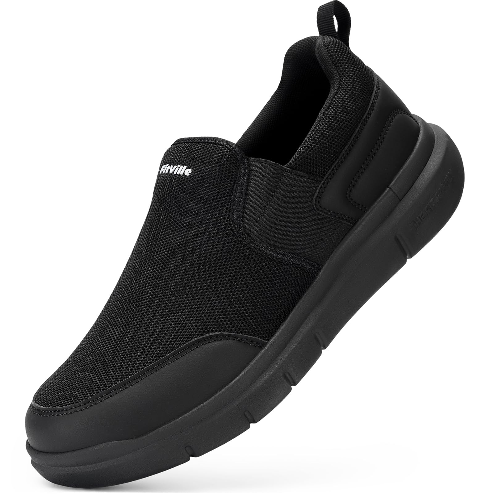 FitVille Men's Extra Wide Slip-On Walking Shoes - Lightweight Non-Slip Breathable Casual Loafers for All-Day Standing Comfort - Perfect for Work, Travel & Daily Wear