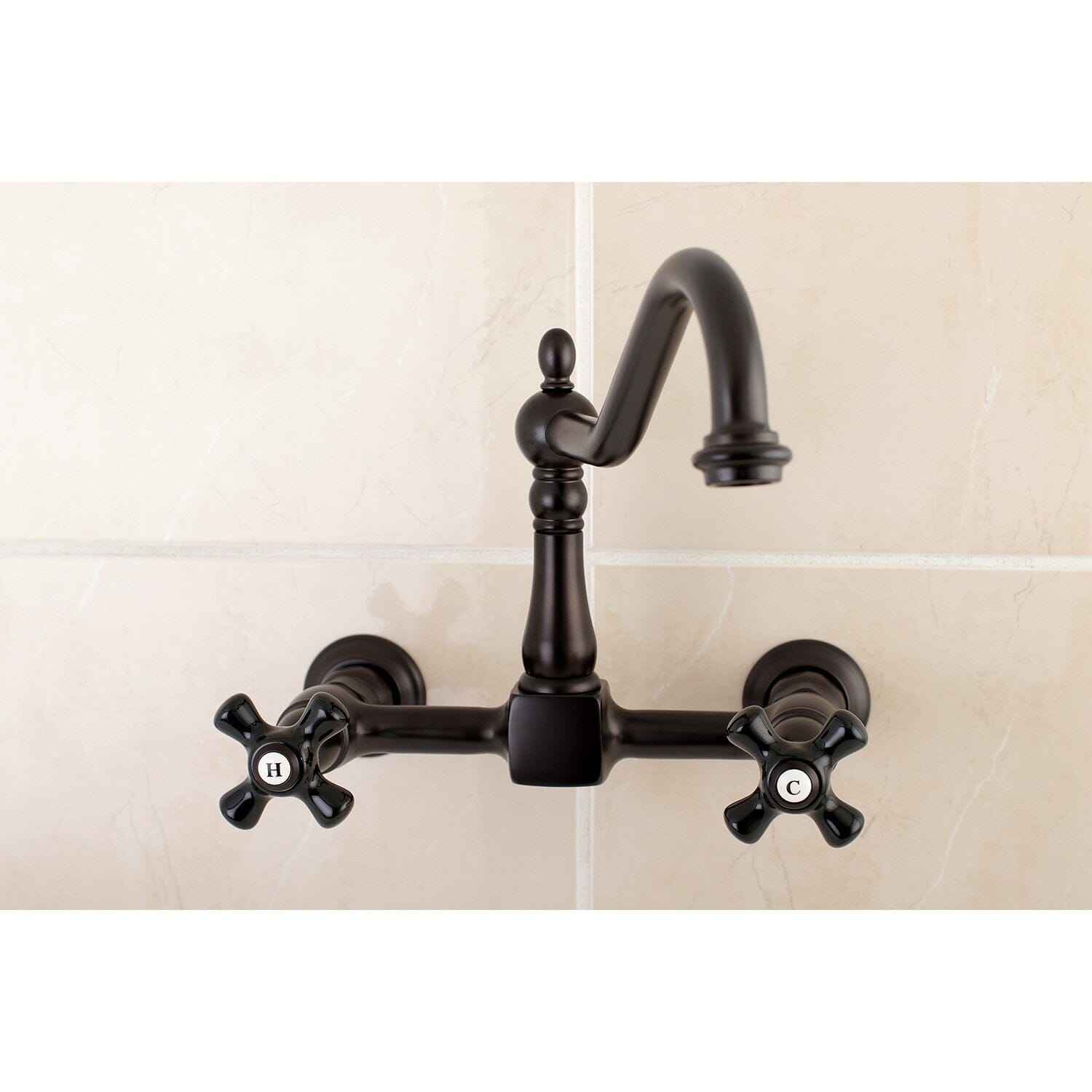 Duchess Two-Handle Wall Mount Bridge Kitchen Faucet with 2 Holes - Vintage Style for Farmhouse, RV & Tiny Home Sinks