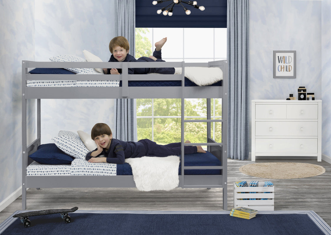 Convertible Twin Bunk Bed with Ladder & Safety Guardrails - Space Saving Kids Bedroom Furniture for Small Rooms & Shared Bedrooms
