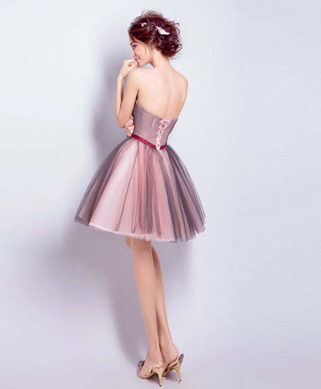 Elegant A-Line Sweetheart Neck Tulle Mini Prom Dress - Burgundy Homecoming Gown for Women | Perfect for Prom, Homecoming, Cocktail Parties & Special Occasions