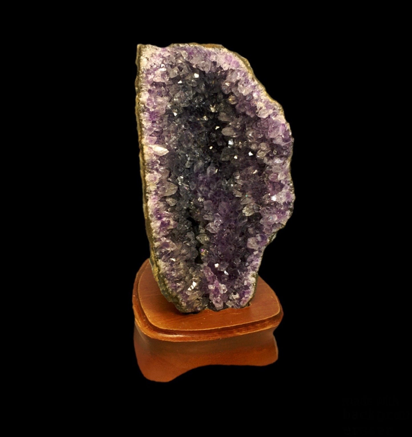 Natural Amethyst Geode with Handcrafted Wooden Base - Healing Crystal Decor for Home, Office & Meditation Space | Spiritual Gift & Feng Shui Decor