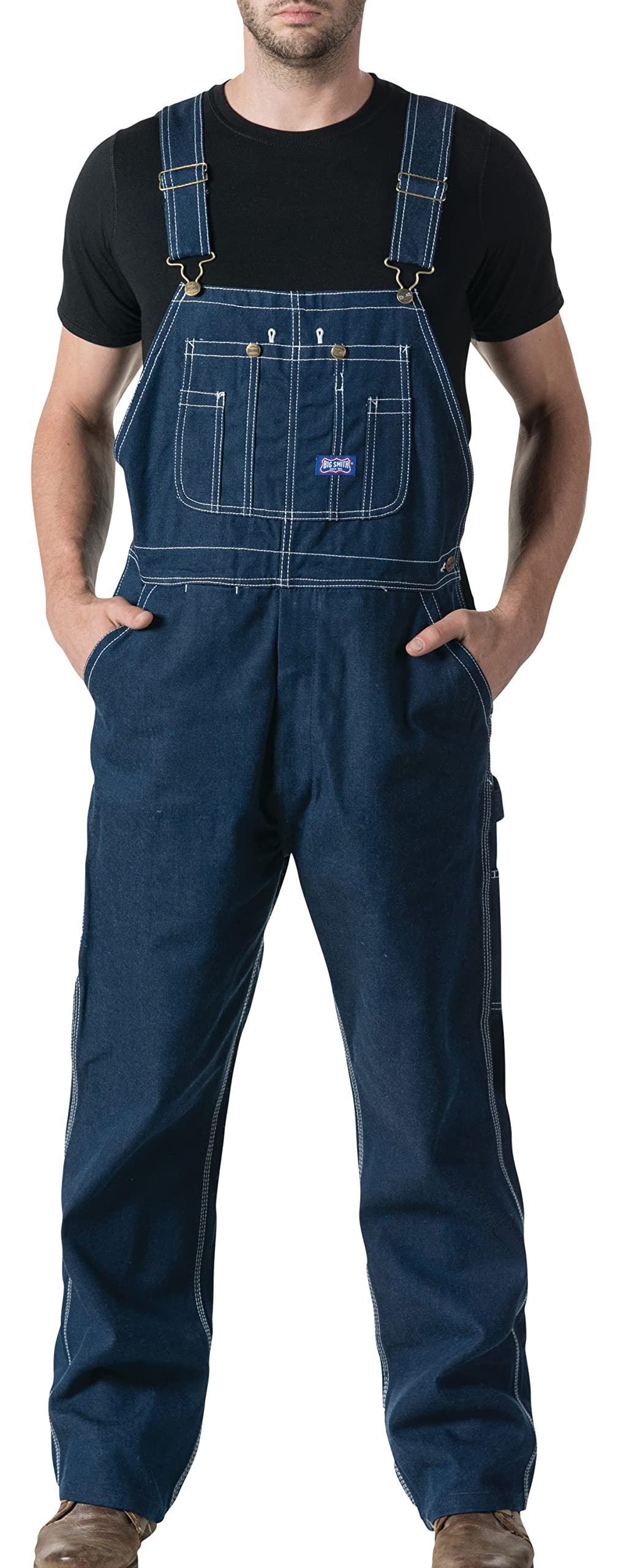 Men's Big Smith Rigid Bib Overalls - Durable Workwear Coveralls in 52x32 Size - Perfect for Construction, Farming & Outdoor Labor