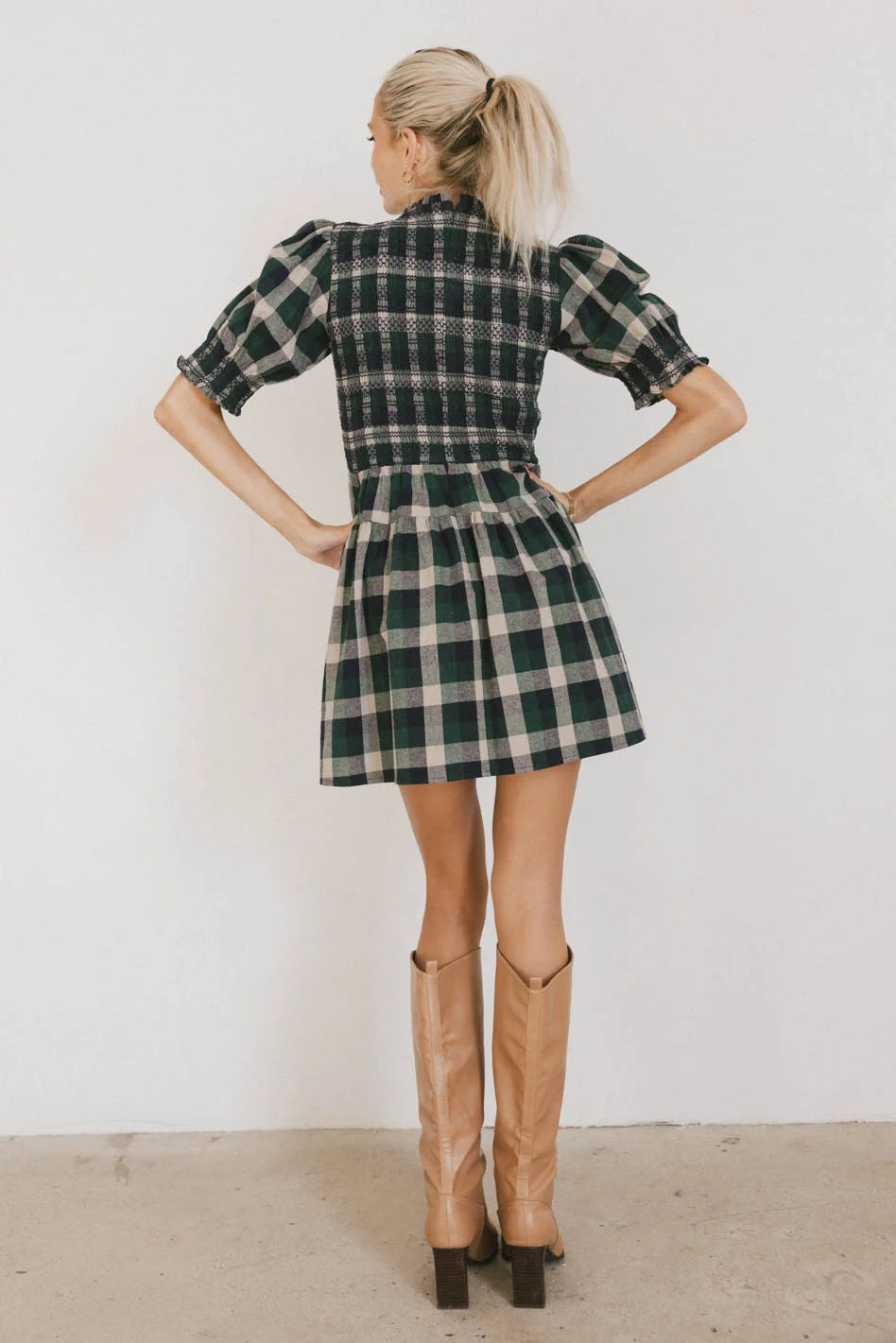Emmett Plaid Smocked Mini Dress for Women | Floral Print Summer Dress | Perfect for Parties, Dates & Casual Outings