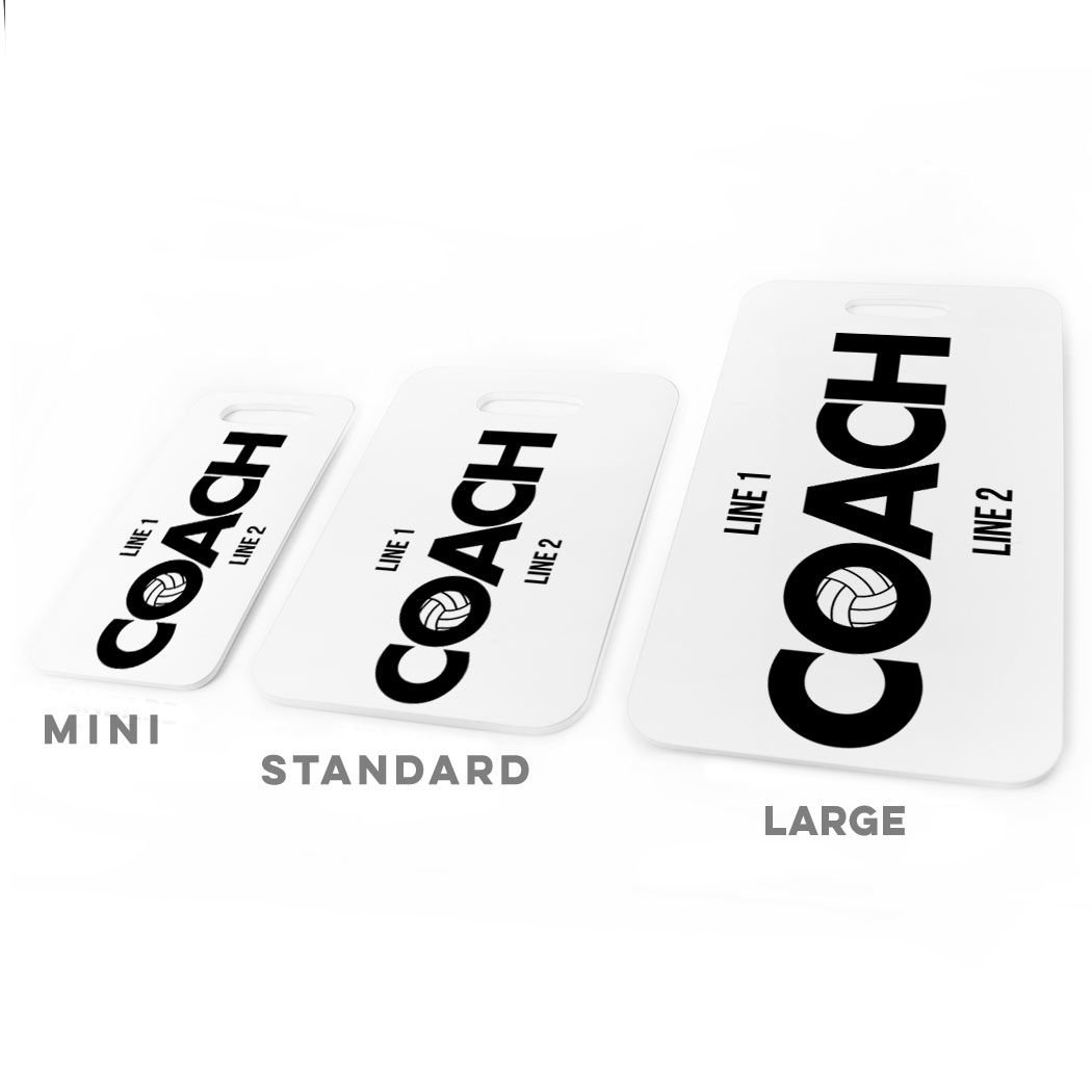 Personalized Volleyball Coach Luggage Tag - Small White/Black with Standard Lines - Perfect for Travel, Sports Bags & Team Identification