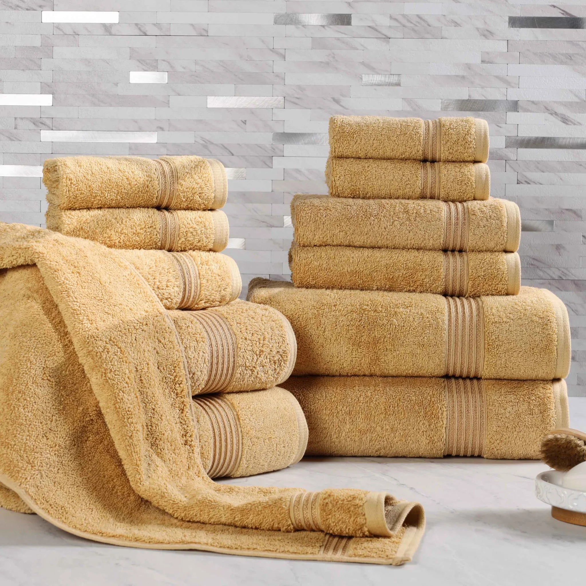 Premium 12-Piece Egyptian Cotton Towel Set - Ultra Soft, Highly Absorbent Bath & Beach Towels for Luxury Spa, Hotel, and Home Use