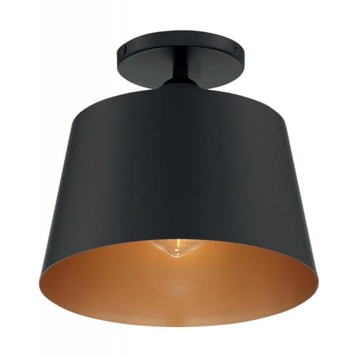 Nuvo Lighting 45923673214 One Light Semi Flush Mount Ceiling Fixture - Black and Gold Finish - Perfect for Bedroom, Hallway or Entryway Lighting
